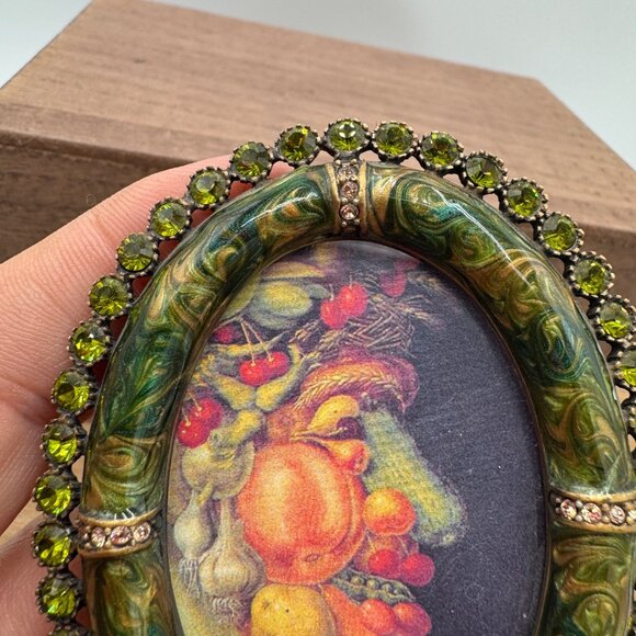 JAY STRONGWATER small oval frame ENAMEL Green SWAROVSKI CRYSTALS - Picture 7 of 12